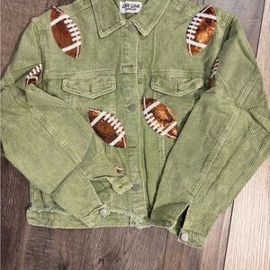 Olive Corduroy Sequin Football Gameday Jacket Live Love Gameday